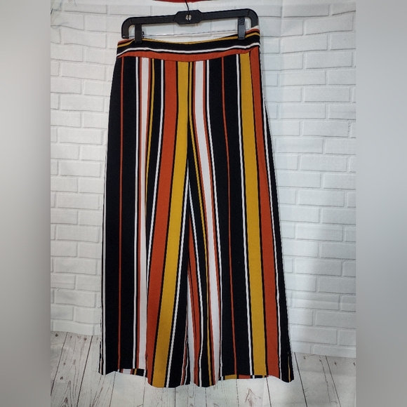 Cynthia Rowley Orange Black and Yellow Striped Pants Slacks - Picture 2 of 8